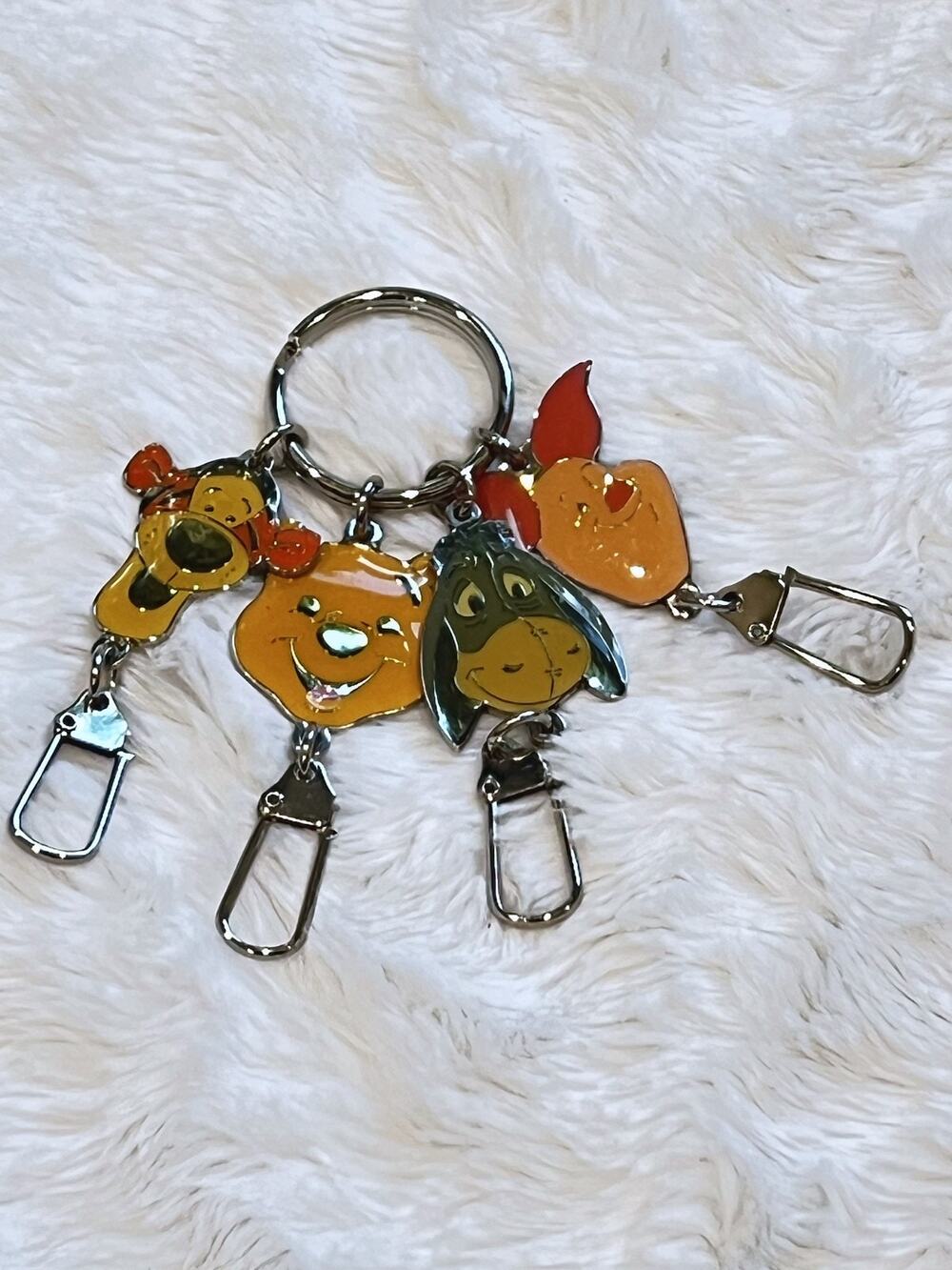 Disney Winnie the Pooh Keychain 4 Character Charms Tigger Eeyore Piglet Clips